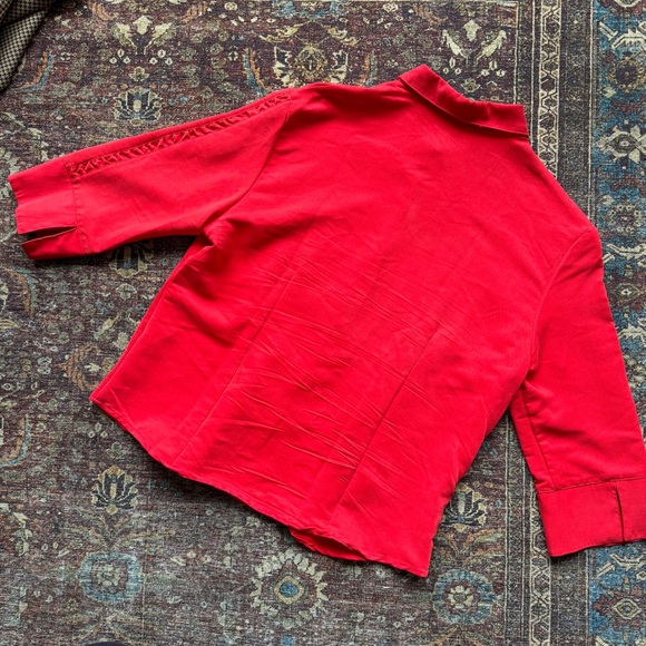 Red Ralph Lauren Polo Three-Quarter Sleeve Button-Up - Classic Prep Style - Picture 5 of 5